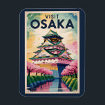Osaka Japan Castle Illustration Travel Art Vintage Magneet<br><div class="desc">Osaka retro vector travel design. Osaka,  Japan’s vibrant and energetic city,  is famous for its street food,  neon nightlife,  and friendly spirit.</div>