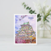 Osaka Japan Famous Travel Waterverf Sketch Briefkaart (Staand voorkant)