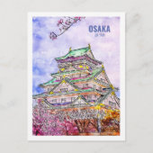 Osaka Japan Famous Travel Waterverf Sketch Briefkaart (Voorkant)