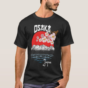 Osaka Japan Flag Cherry Blossom Souvenir T-shirt