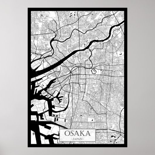 Osaka Japan Kaart Poster (Voorkant)
