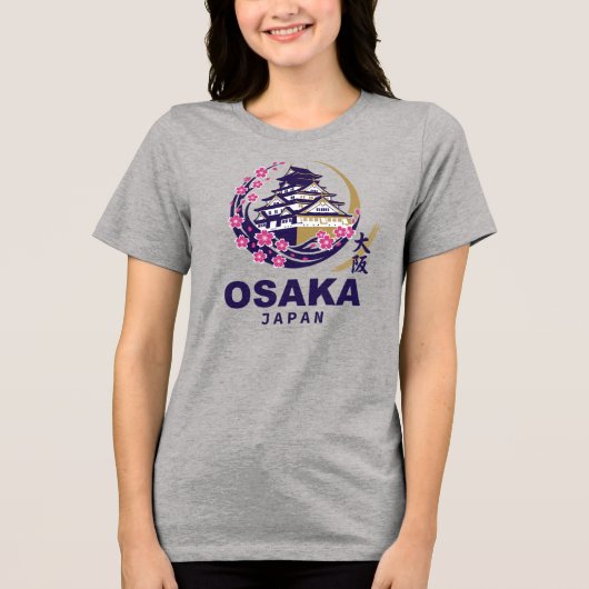 Osaka Japan Kersenbloesem Tri-Blend Shirt (Voorkant)