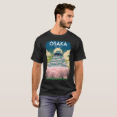 Osaka Japan Minimal Retro Travel Poster T-shirt (Voorkant volledig)