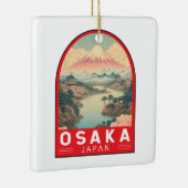 Osaka Japan Mount Fuji Travel Art Embleem Keramisch Ornament (Rechts)