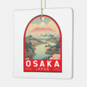 Osaka Japan Mount Fuji Travel Art Embleem Keramisch Ornament (Links)