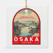 Osaka Japan Mount Fuji Travel Art Embleem Keramisch Ornament (Achterkant)