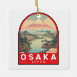 Osaka Japan Mount Fuji Travel Art Embleem Keramisch Ornament<br><div class="desc">Osaka retro vector reisontwerp. Het staat bekend om zijn moderne architectuur,  nachtleven en stevig straatvoedsel. Het 16e-eeuwse shogunaat van het kasteel van Osaka,  dat verschillende restauraties heeft ondergaan,  is zijn belangrijkste historische bezienswaardigheid.</div>