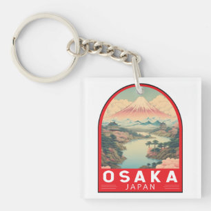 Osaka Japan Mount Fuji Travel Art Embleem Sleutelhanger