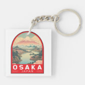 Osaka Japan Mount Fuji Travel Art Embleem Sleutelhanger (Achterkant)
