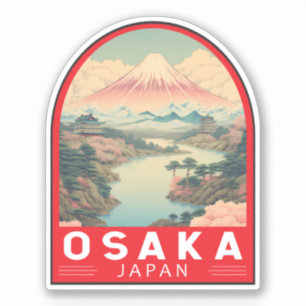 Osaka Japan Mount Fuji Travel Art Embleem Sticker