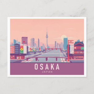 Osaka Japan Pastel Travel Design Briefkaart