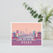 Osaka Japan Pastel Travel Design Briefkaart (Staand voorkant)