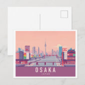 Osaka Japan Pastel Travel Design Briefkaart (Voorkant / Achterkant)