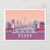 Osaka Japan Pastel Travel Design Briefkaart (Voorkant)