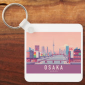 Osaka Japan Pastel Travel Design Sleutelhanger (Voorkant)
