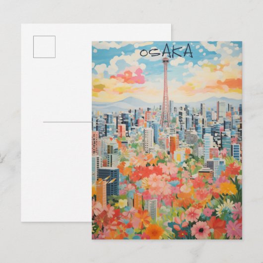 Osaka Japan Reizen Stad Schilderen Esthetisch Briefkaart (Voorkant / Achterkant)
