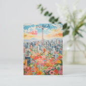 Osaka Japan Reizen Stad Schilderen Esthetisch Briefkaart (Staand voorkant)