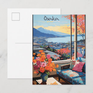 Osaka Japan Reizen Stad Schilderen Esthetisch Briefkaart