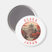 Osaka Japan Retro Noodlijdende Cirkel Magneet (Voorkant / Achterkant)