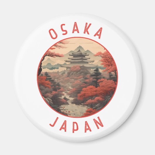 Osaka Japan Retro Noodlijdende Cirkel Magneet (Voorkant)
