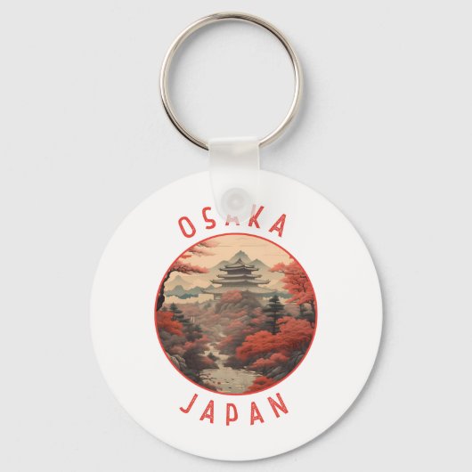 Osaka Japan Retro Noodlijdende Cirkel Sleutelhanger (Voorkant)