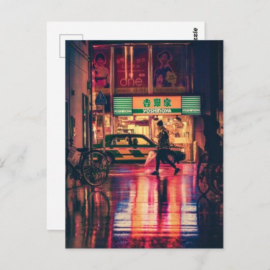 Osaka, Japan 's nachts Briefkaart (Voorkant / Achterkant)