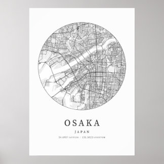 Osaka Japan Street Layout Kaart Poster