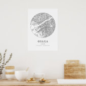 Osaka Japan Street Layout Kaart Poster (Keuken)