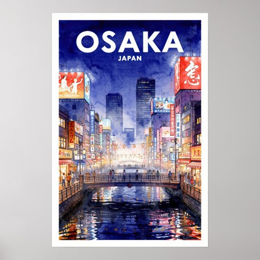 Osaka Japan Vintage Reizen Poster (Voorkant)