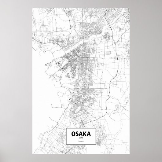 Osaka, Japan (zwart op wit) Poster (Voorkant)