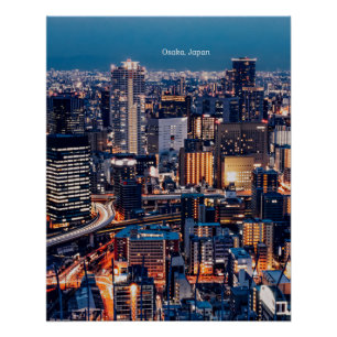 Osaka Japanse foto van cityscape Perfect Poster