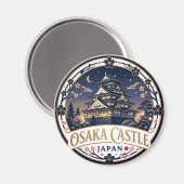 Osaka Kasteel 's Nachts Japan Magneet (Voorkant / Achterkant)