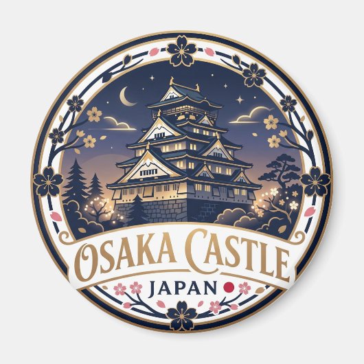 Osaka Kasteel 's Nachts Japan Magneet (Voorkant)