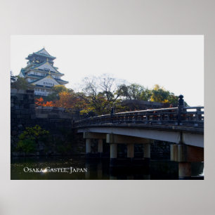 Osaka Kasteel vanuit Brug Japan Reizen Bestemming Poster