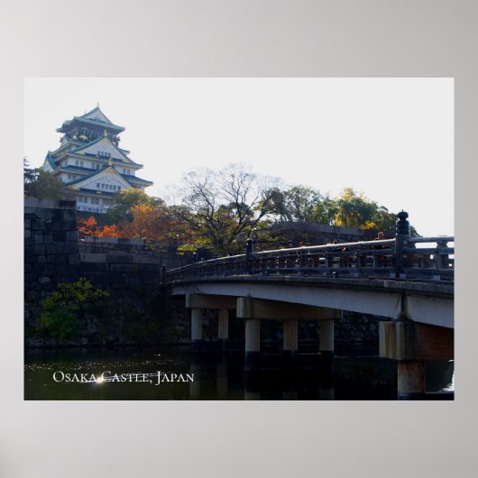 Osaka Kasteel vanuit Brug Japan Reizen Bestemming Poster (Voorkant)