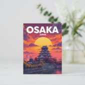 Osaka Kasteel Zonsondergang Dromen Briefkaart (Staand voorkant)