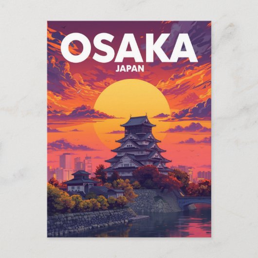 Osaka Kasteel Zonsondergang Dromen Briefkaart (Voorkant)