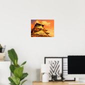 Osaka Kasteel (Zonsondergang ver.) Poster (Thuiskantoor)