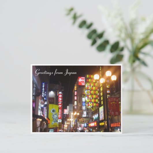 osaka neonverlichting briefkaart (Staand voorkant)