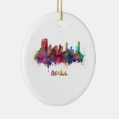 Osaka skyline in waterverf keramisch ornament (Rechts)