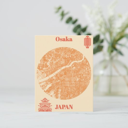 Osakmap Japan Briefkaart (Staand voorkant)
