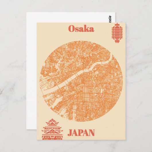 Osakmap Japan Briefkaart (Voorkant / Achterkant)