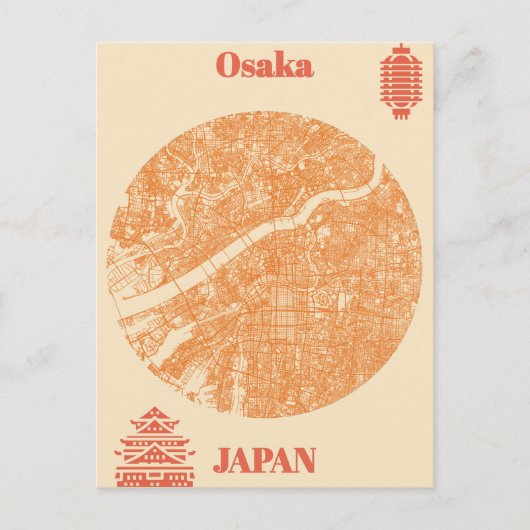 Osakmap Japan Briefkaart (Voorkant)