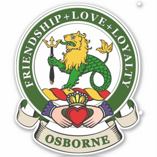 Osborne (Tipperary) Irish Family Crest Sticker (Voorkant)