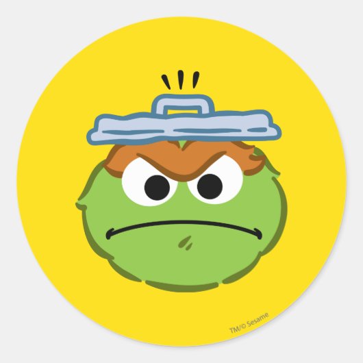 Oscar Angry Face Ronde Sticker (Voorkant)