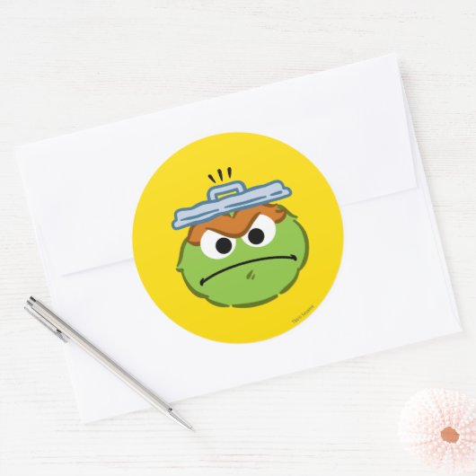 Oscar Angry Face Ronde Sticker (Envelop)