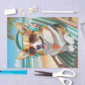Oscar Chilt Even, Corgi op het Strand Tissuepapier (Craft)