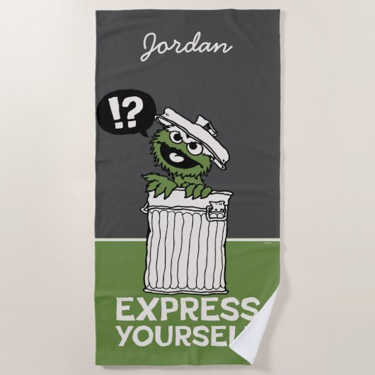 Oscar de Grouch Express jezelf | Jouw namen toevoe Strandlaken (Voorkant)