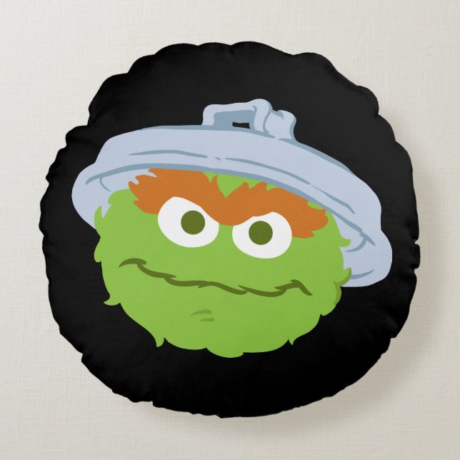 Oscar de Grouch Face Rond Kussen (Voorkant)
