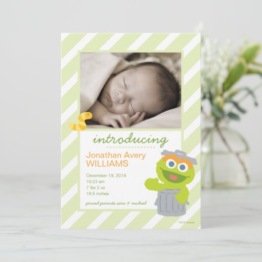 Oscar de Grouch Geboorteaankondiging Aankondiging (Staand voorkant)